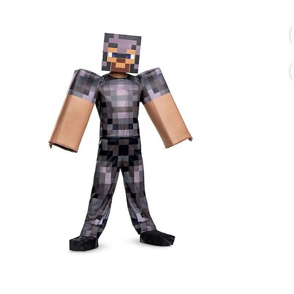 MINECRAFT Steve In Netherite Armor deluxe Halloween costume